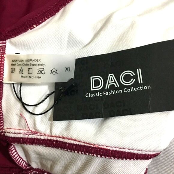 DACI NWT Ruffled Burgandy One Piece Swimsuit Size XL - Picture 7 of 7